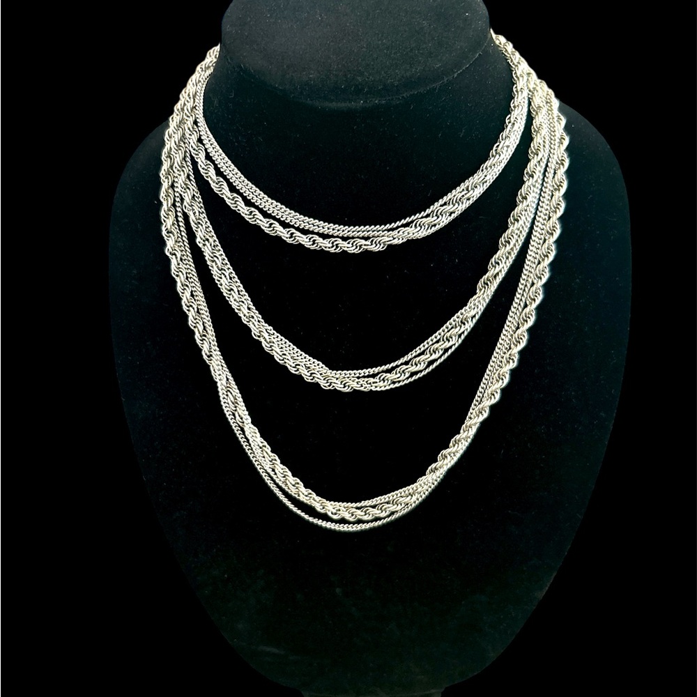 Silver 3 chain necklace